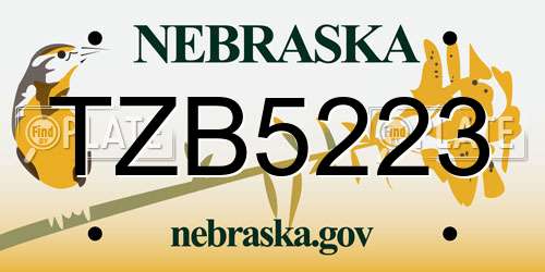 TZB5223 Nebraska License Plate