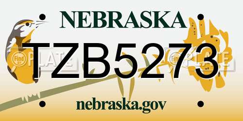 TZB5273 Nebraska License Plate