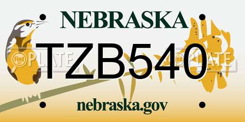 TZB540 Nebraska License Plate