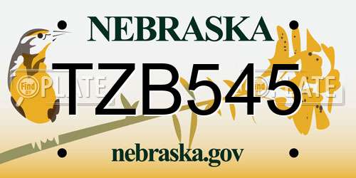 TZB545 Nebraska License Plate