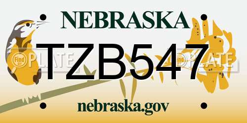 TZB547 Nebraska License Plate