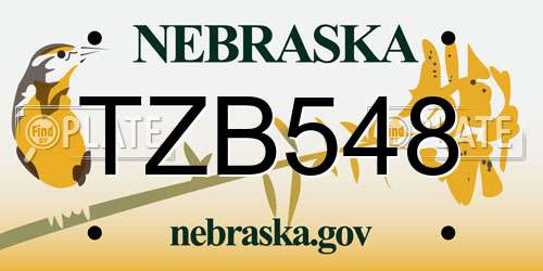 TZB548 Nebraska License Plate