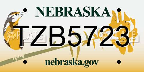 TZB5723 Nebraska License Plate