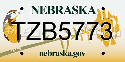 TZB5773 Nebraska License Plate