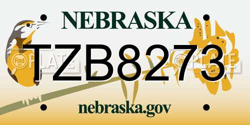 TZB8273 Nebraska License Plate
