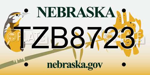 TZB8723 Nebraska License Plate