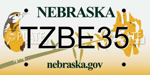 TZBE35 Nebraska License Plate