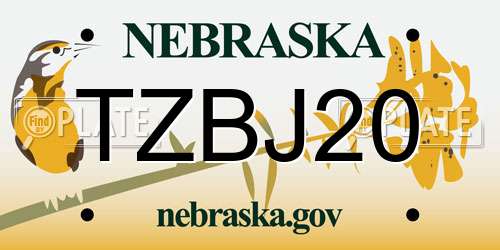 TZBJ20 Nebraska License Plate