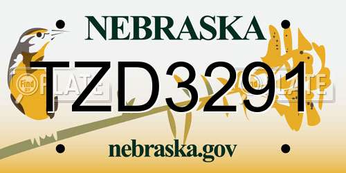 TZD3291 Nebraska License Plate