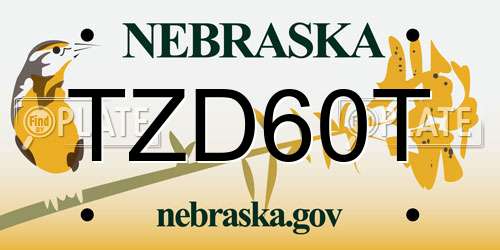 TZD60T Nebraska License Plate