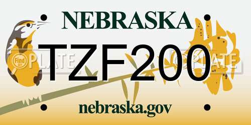 TZF200 Nebraska License Plate
