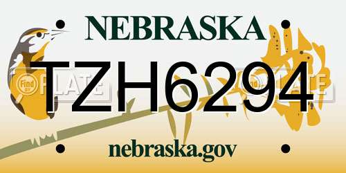 TZH6294 Nebraska License Plate