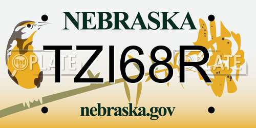 TZI68R Nebraska License Plate