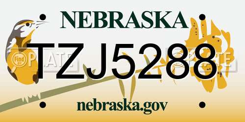 TZJ5288 Nebraska License Plate