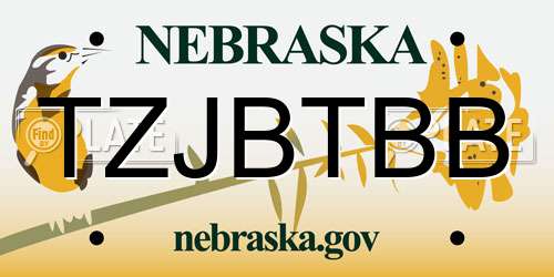 TZJBTBB Nebraska License Plate