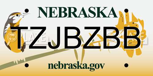 TZJBZBB Nebraska License Plate