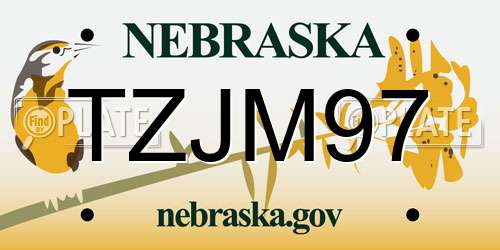 TZJM97 Nebraska License Plate