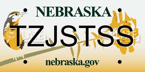 TZJSTSS Nebraska License Plate