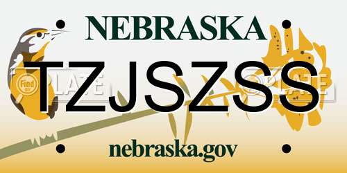 TZJSZSS Nebraska License Plate