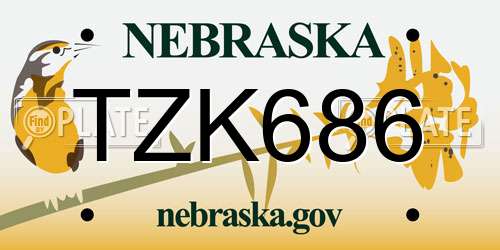 TZK686 Nebraska License Plate