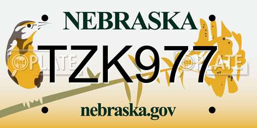 TZK977 Nebraska License Plate