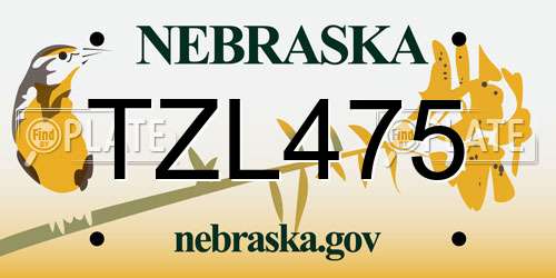 TZL475 Nebraska License Plate