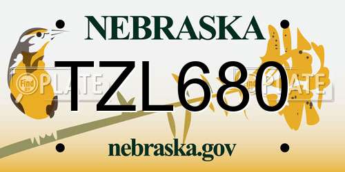 TZL680 Nebraska License Plate