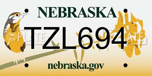 TZL694 Nebraska License Plate