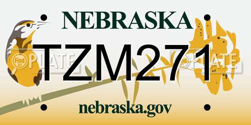 TZM271 Nebraska License Plate