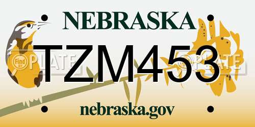 TZM453 Nebraska License Plate