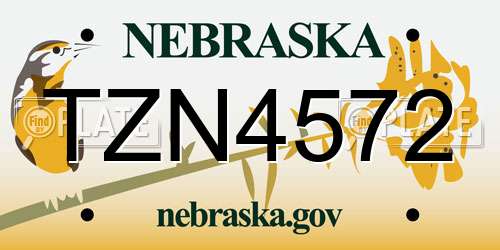 TZN4572 Nebraska License Plate