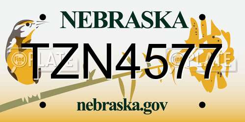 TZN4577 Nebraska License Plate