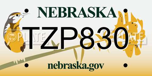 TZP830 Nebraska License Plate