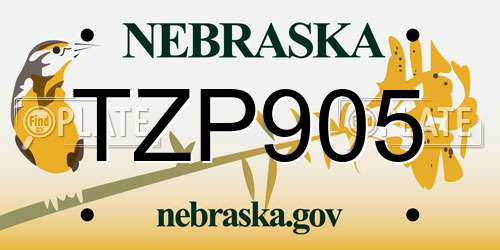 TZP905 Nebraska License Plate