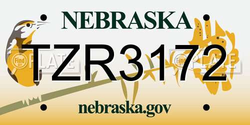 TZR3172 Nebraska License Plate