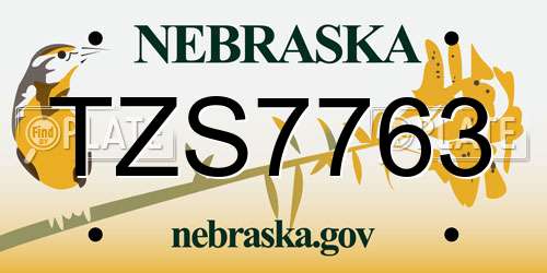 TZS7763 Nebraska License Plate