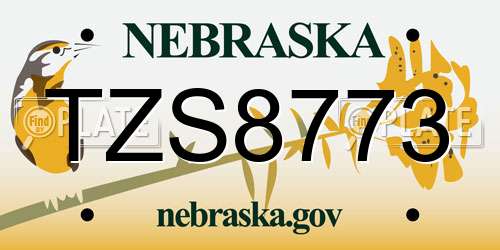 TZS8773 Nebraska License Plate