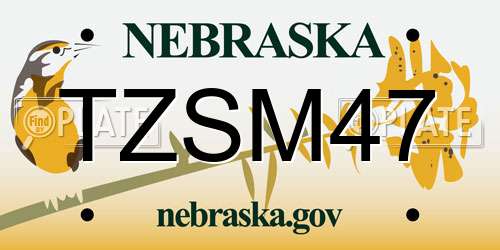 TZSM47 Nebraska License Plate