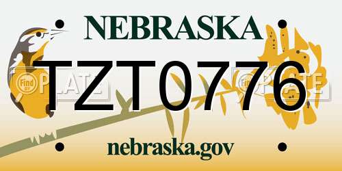 TZT0776 Nebraska License Plate