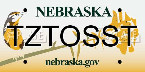 TZTOSST Nebraska License Plate