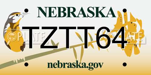 TZTT64 Nebraska License Plate