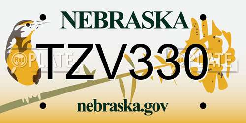 TZV330 Nebraska License Plate