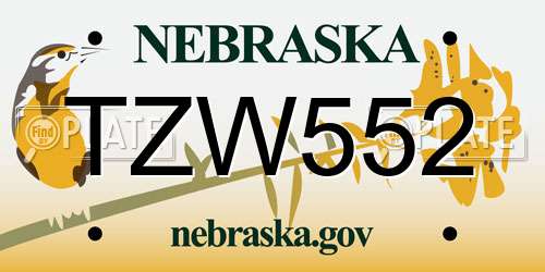 TZW552 Nebraska License Plate