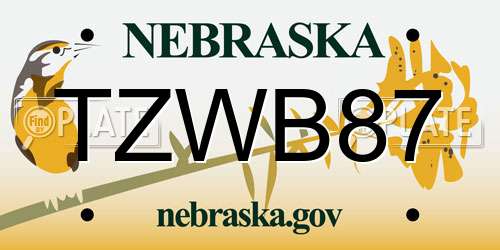 TZWB87 Nebraska License Plate