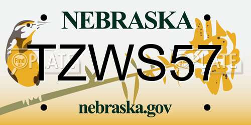 TZWS57 Nebraska License Plate
