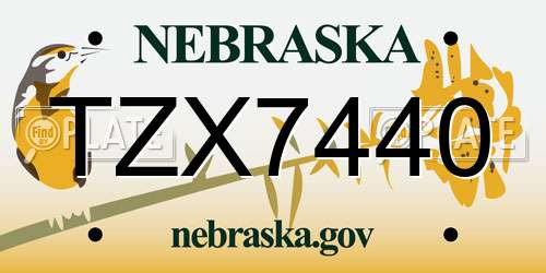 TZX7440 Nebraska License Plate