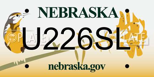 U226SL Nebraska License Plate