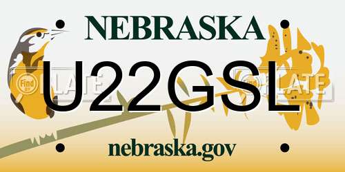 U22GSL Nebraska License Plate