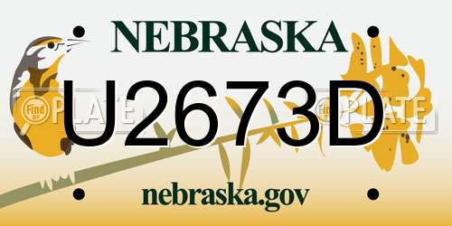U2673D Nebraska License Plate