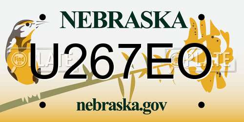 U267EO Nebraska License Plate